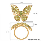 GP Peridot & Blue Sapphire Butterfly Ring in 18K Vermeil Yellow Gold Plated Sterling Silver 2.34 Ct.