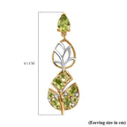 GP Italian Garden Collection - Natural Hebei Peridot ,  Blue Sapphire ,  White Zircon  Dangling Earring in 18K Vermeil YG and Platinum Plated Sterling Silver 3.76 ct,  Silver Wt. 5.48 Gms  4.304  Ct.