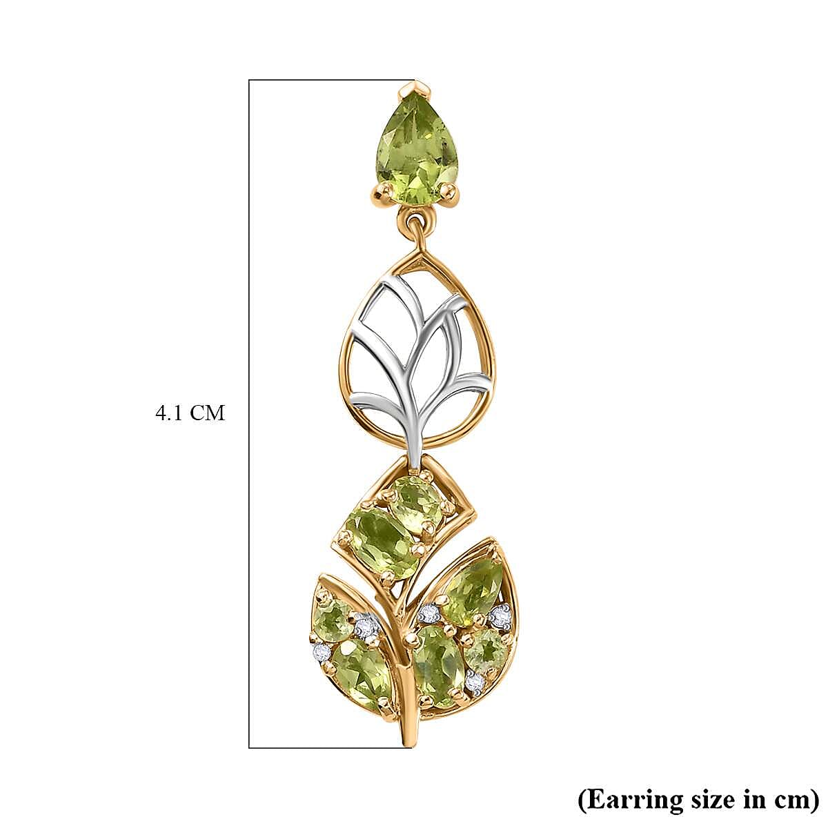 GP Italian Garden Collection - Natural Hebei Peridot, White Zircon Dangling Earrings in 18K Vermeil Yellow Gold and Platinum Plated Sterling Silver 7815499 6