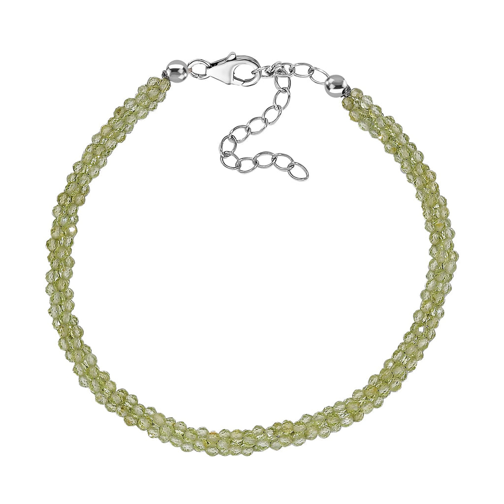 Peridot  Bracelet (Size - 7.5-2 EXT) in Rhodium Overlay Sterling Silver 20.0 Ct.