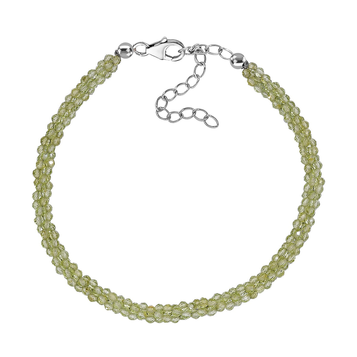 Peridot Bracelet (Size - 7.5+2 EXT) in Rhodium Overlay Sterling Silver 20.0 Ct. 7955896 0
