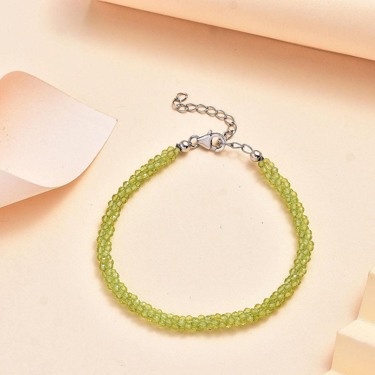 Peridot Bracelet (Size - 7.5+2 EXT) in Rhodium Overlay Sterling Silver 20.0 Ct. 7955896 1