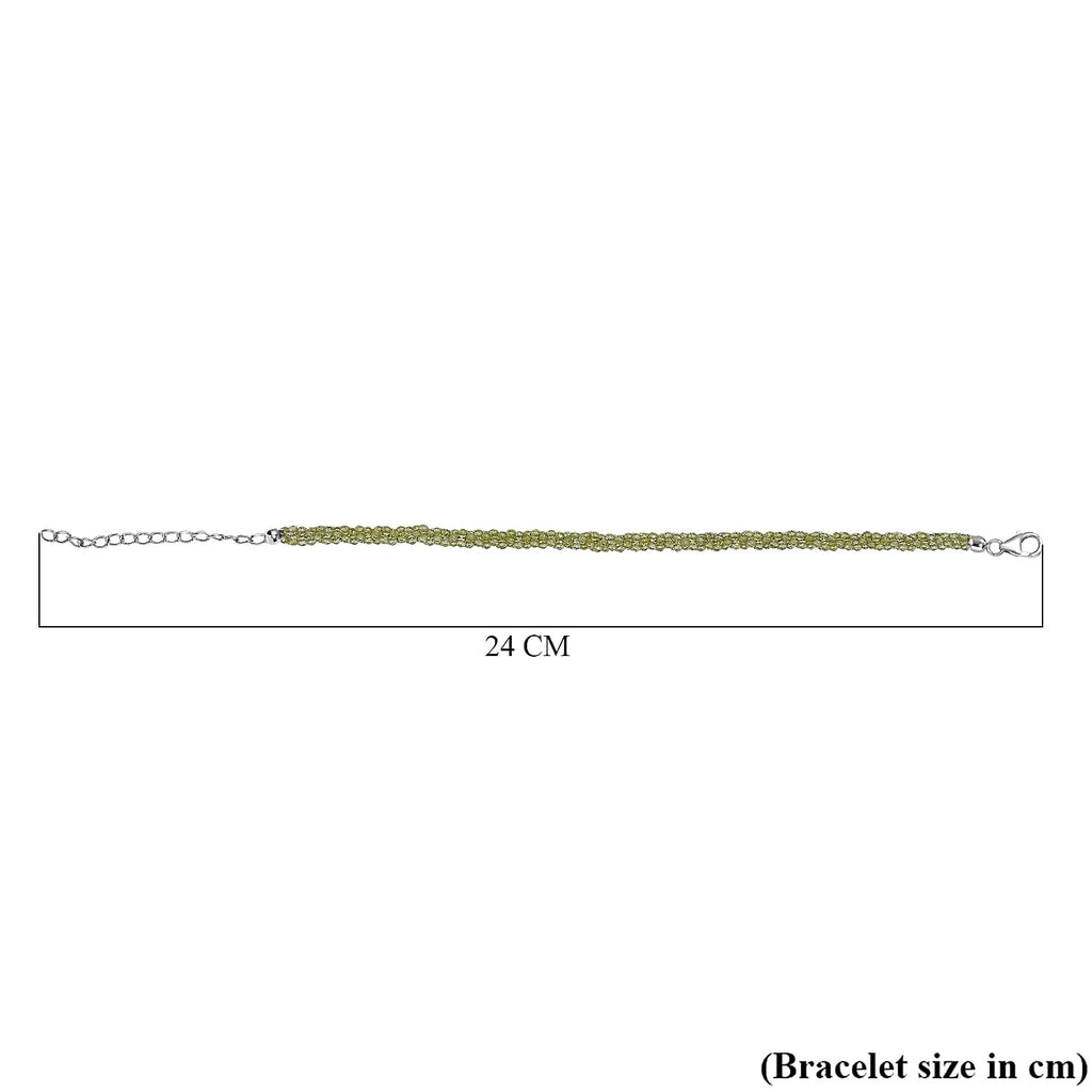 Peridot  Bracelet (Size - 7.5-2 EXT) in Rhodium Overlay Sterling Silver 20.0 Ct.