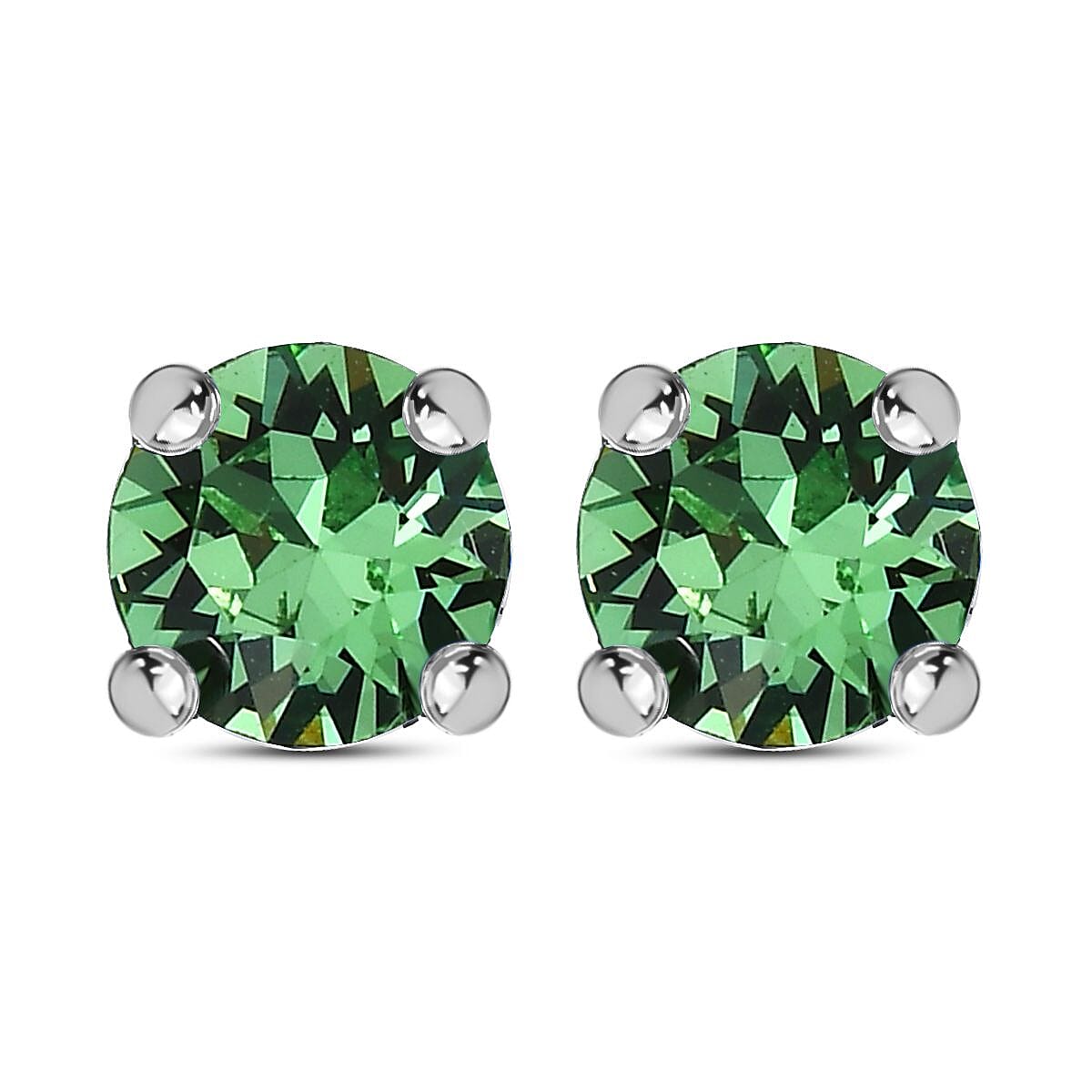 Peridot Austrian Crystal Soliatire Stud Earrings in Sterling Silver 7592098 0