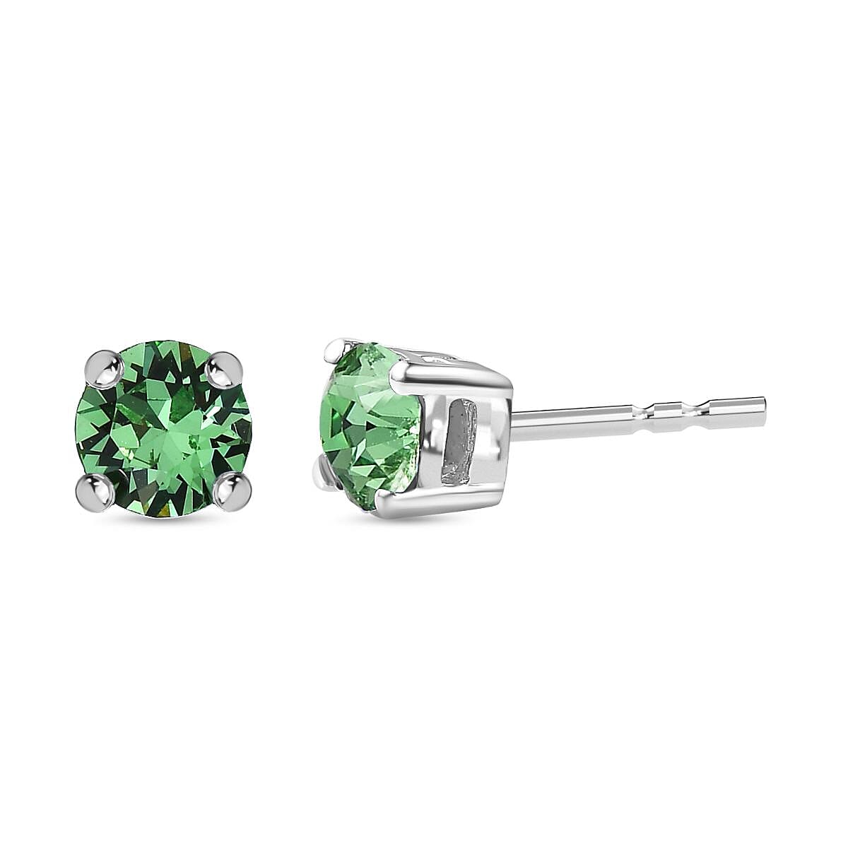Peridot Austrian Crystal Soliatire Stud Earrings in Sterling Silver 7592098 3
