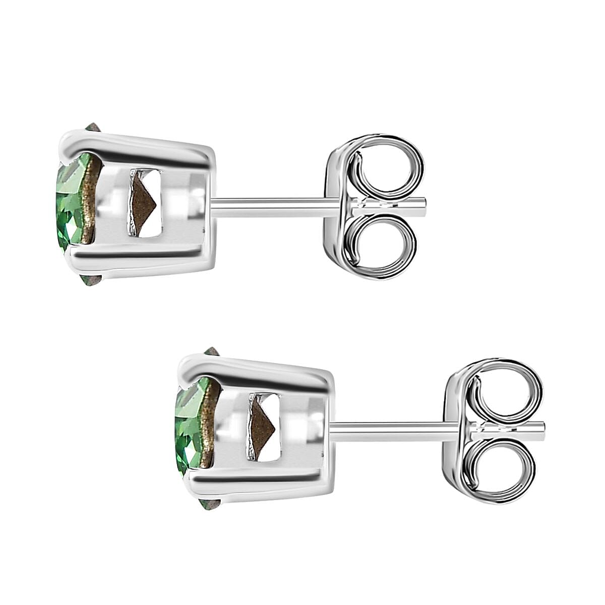 Peridot Austrian Crystal Soliatire Stud Earrings in Sterling Silver 7592098 4
