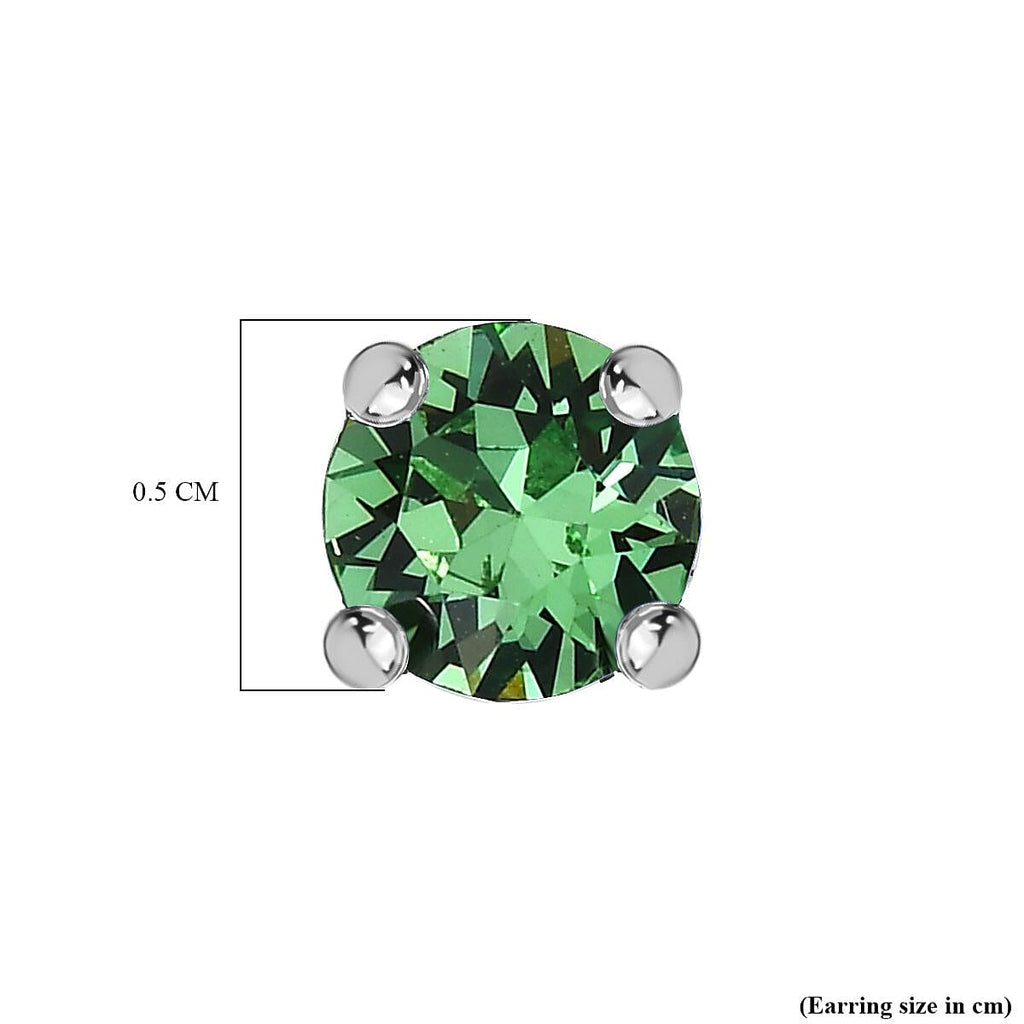 Peridot Austrian Crystal Stud Earrings in Sterling Silver
