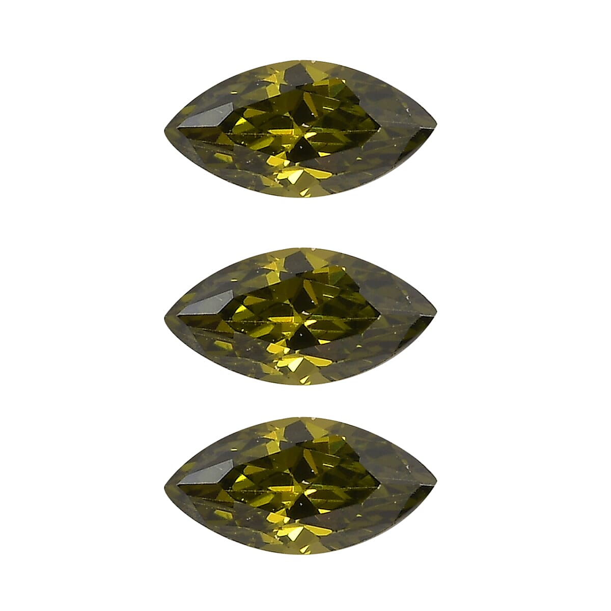 Set of 3 Peridot Cubic Zirconia Loose Gemstones in Marquee Shape 0.54 Ct. (5x2.5 mm) 8068412 0