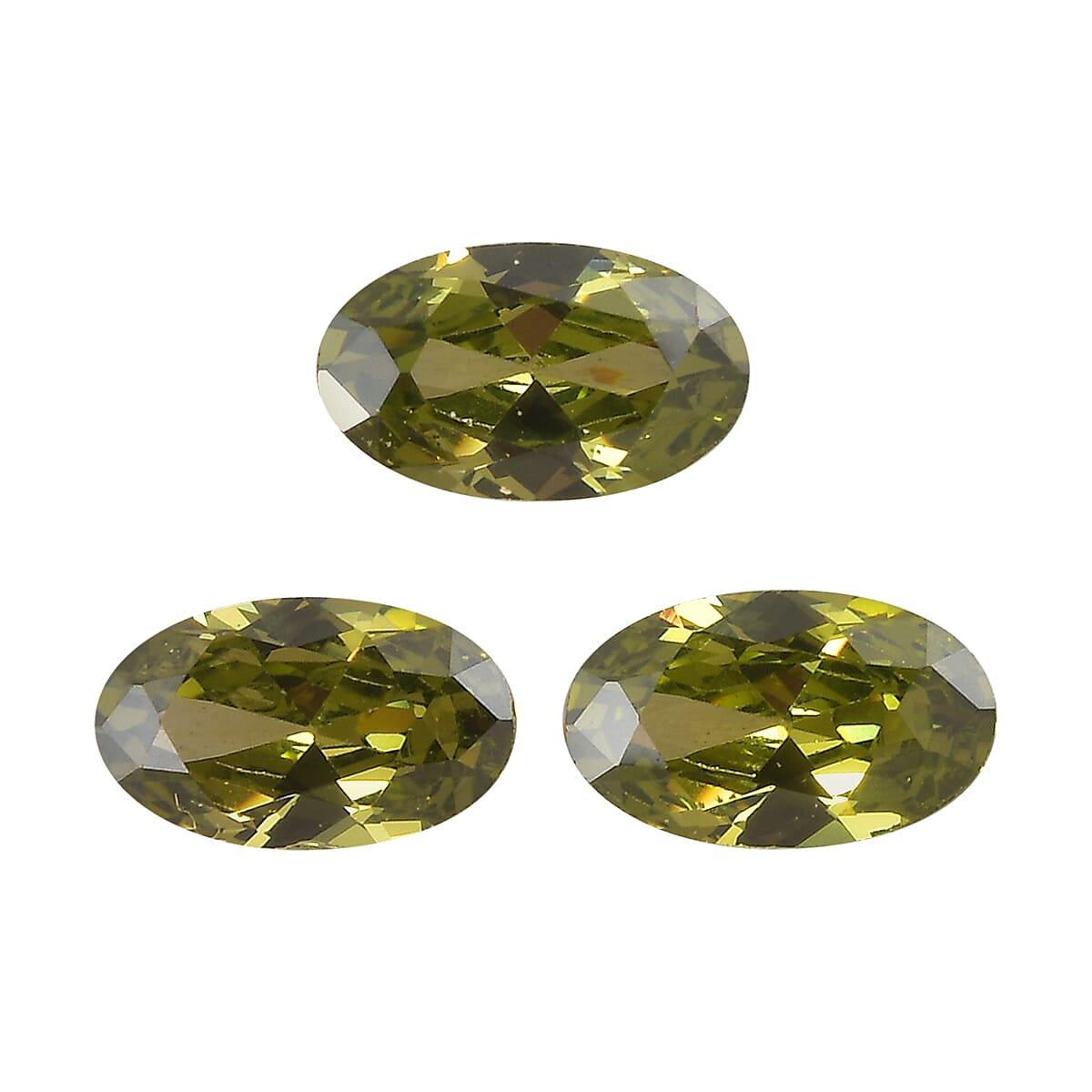 Set of 3 Peridot Cubic Zirconia Loose Gemstones in Oval Shape  1 Ct. (5x3mm) 8068416 0