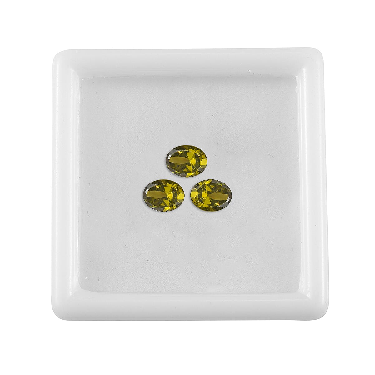 Set of 3 Peridot Cubic Zirconia Loose Gemstones in Oval Shape  1.48 Ct. (5x4mm) 8072249 3