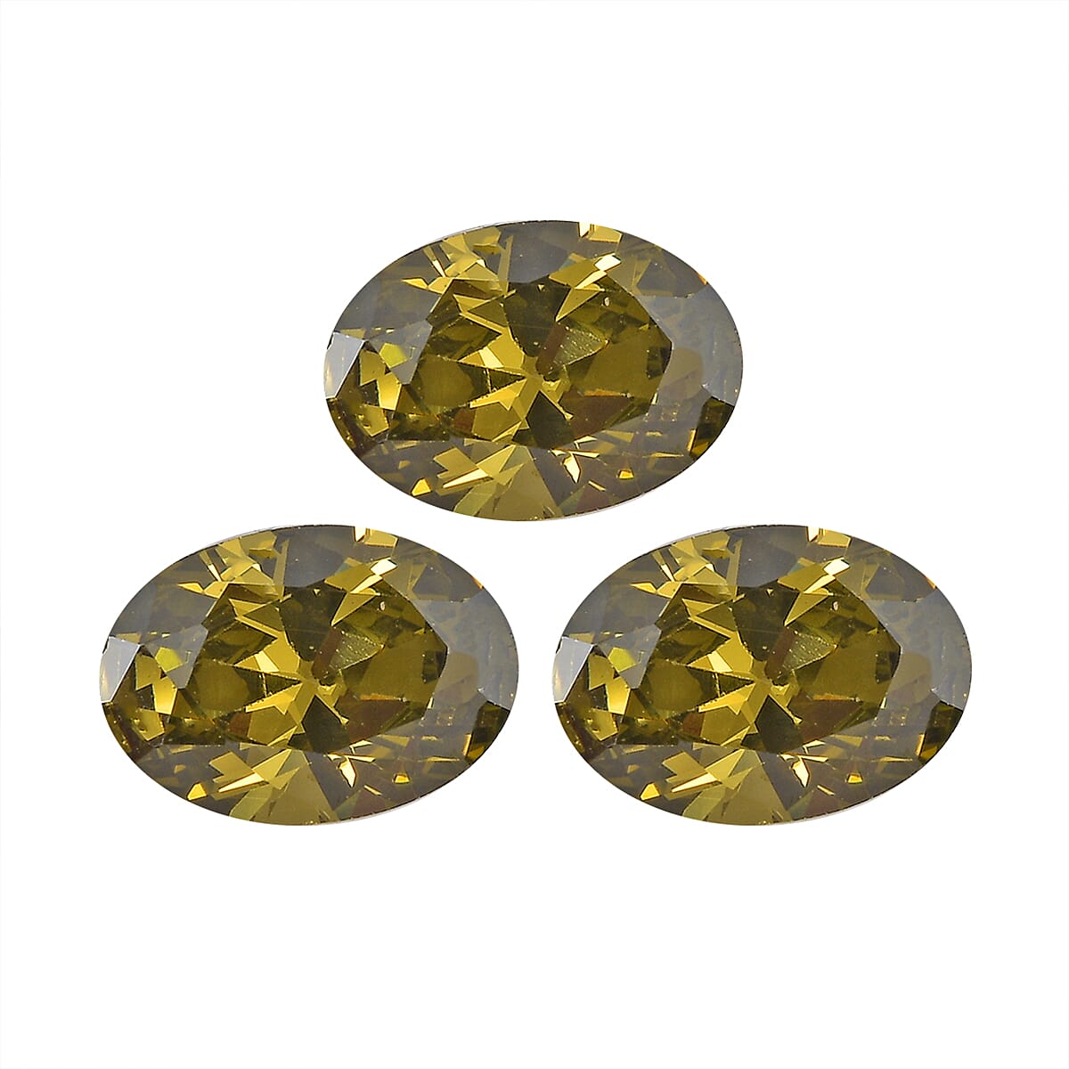 Set of 3 Peridot Cubic Zirconia Loose Gemstones in Oval Shape  3.47 Ct. (7x5mm) 8068417 0