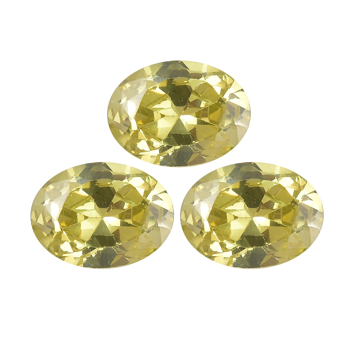 Set of 3 Peridot Cubic Zirconia Loose Gemstones in Oval Shape  5.91 Ct. (8x6mm) 8068418 0