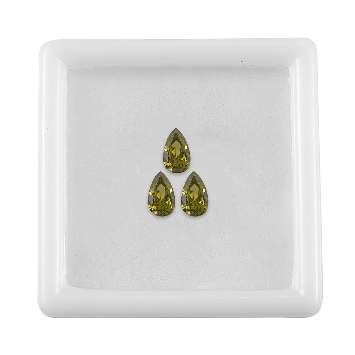 Set of 3 Peridot Cubic Zirconia Loose Gemstones in Pear Shape 0.86 Ct. (5x3 mm) 8068419 4