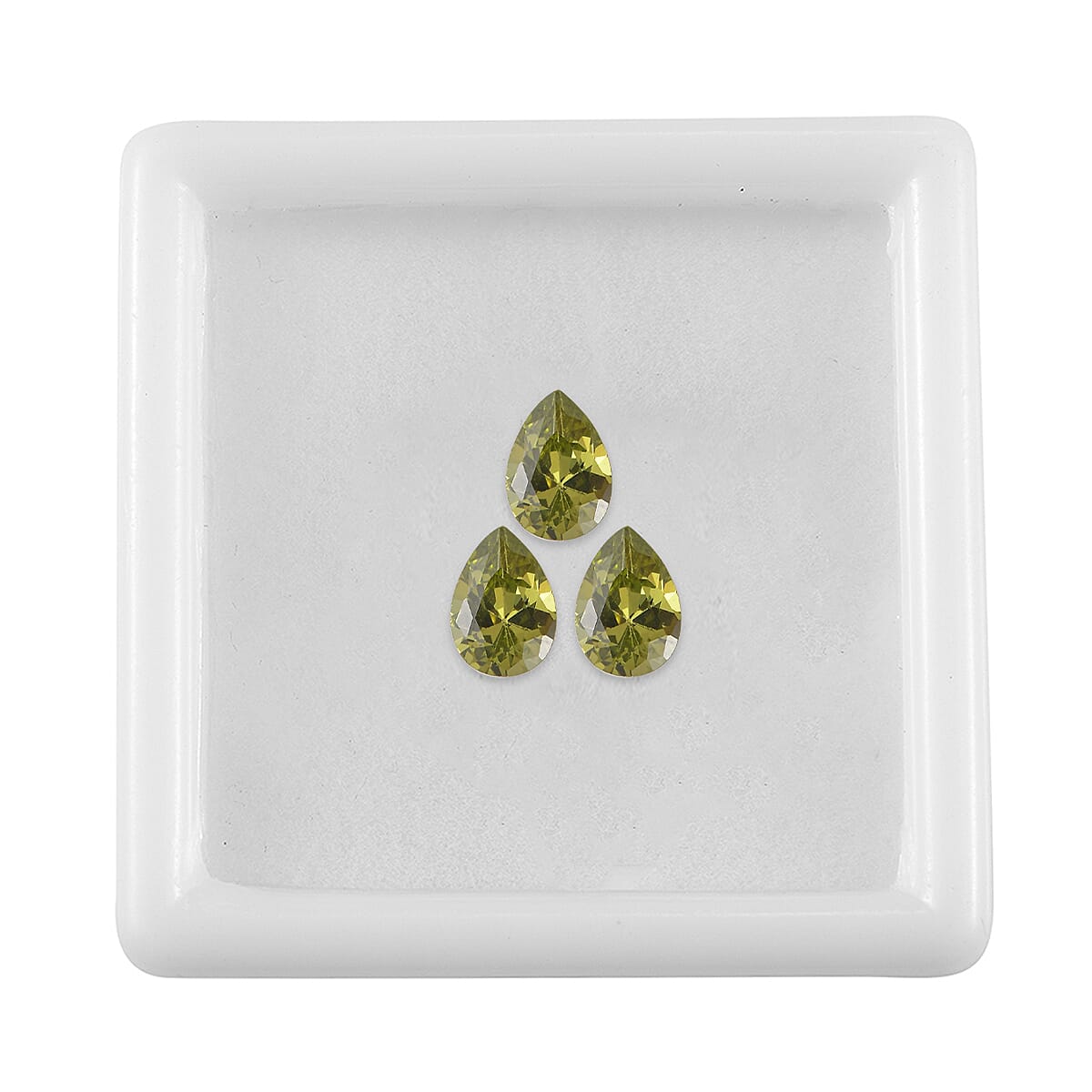 Set of 3 Peridot Cubic Zirconia Loose Gemstones in Pear Shape 3.32 Ct. (7x5 mm) 8068420 3