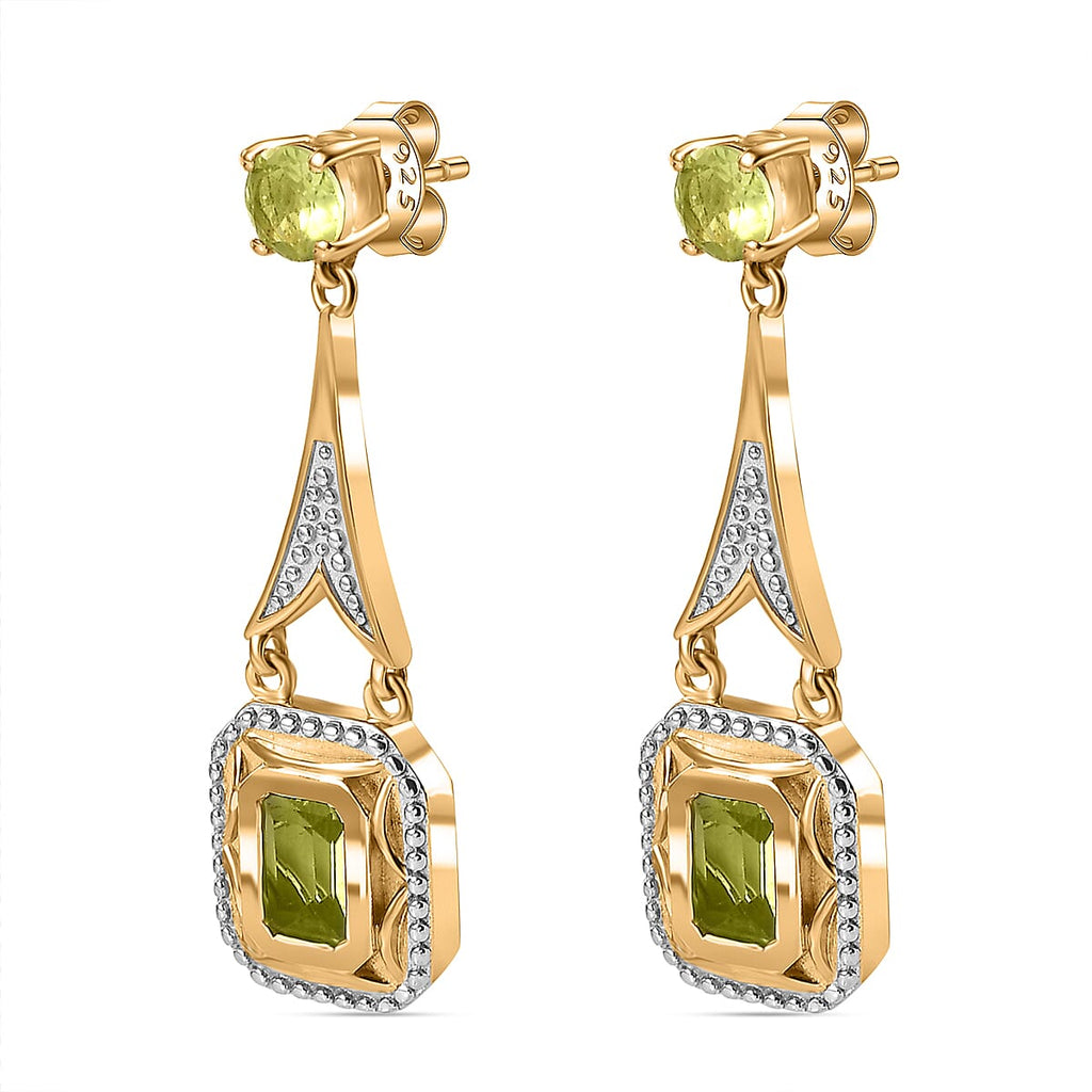 Peridot  Dangling Earring  Sterling Silver,  Silver Wt. 6 Gms  2.736  Ct.