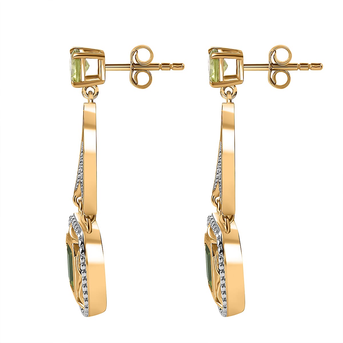 Peridot Dangling Earrings in 18K Vermeil Yellow Gold Plated Sterling Silver 7847477 4