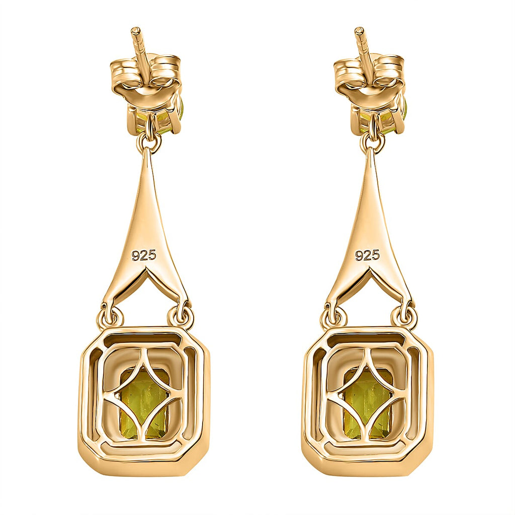 Peridot  Dangling Earring  Sterling Silver,  Silver Wt. 6 Gms  2.736  Ct.