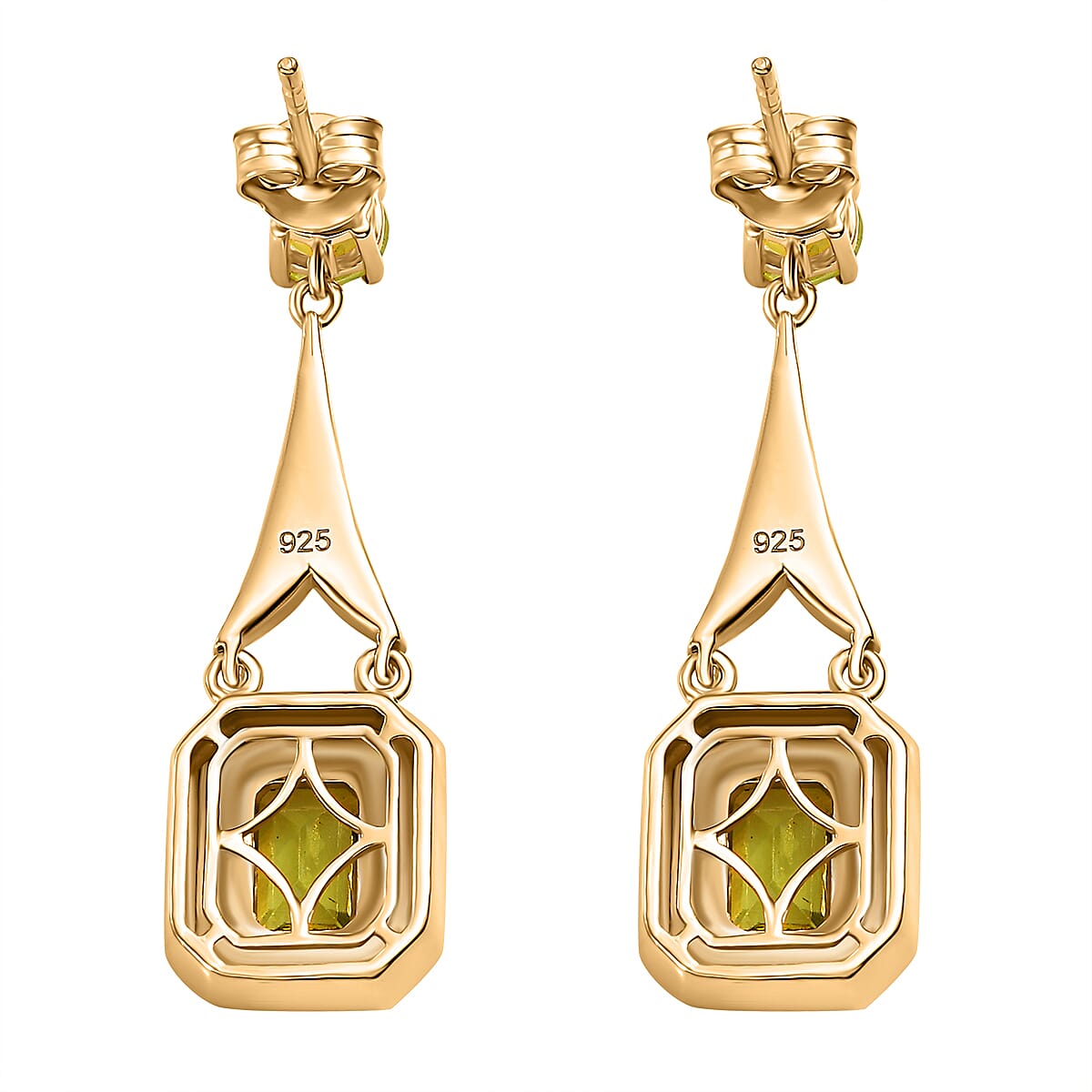 Peridot Dangling Earrings in 18K Vermeil Yellow Gold Plated Sterling Silver 7847477 5