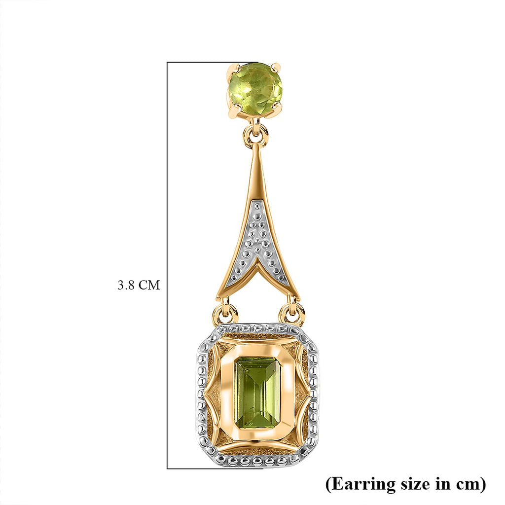 Peridot  Dangling Earring  Sterling Silver,  Silver Wt. 6 Gms  2.736  Ct.