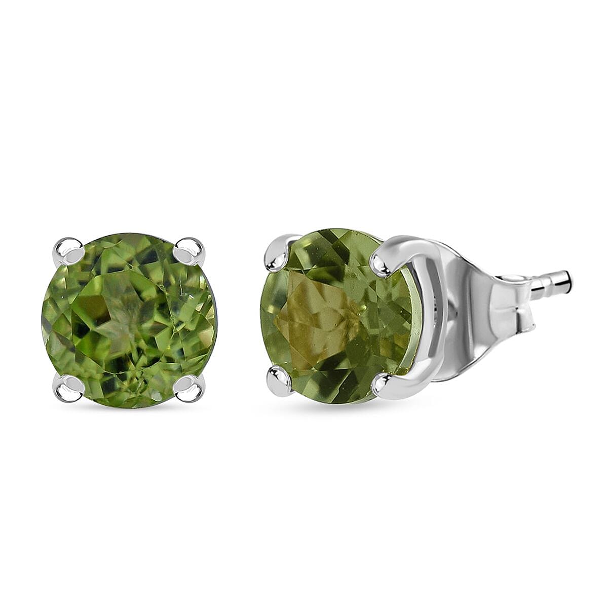 Peridot Solitaire Stud Earrings in Sterling Silver 1.60 Ct. 7827976 0