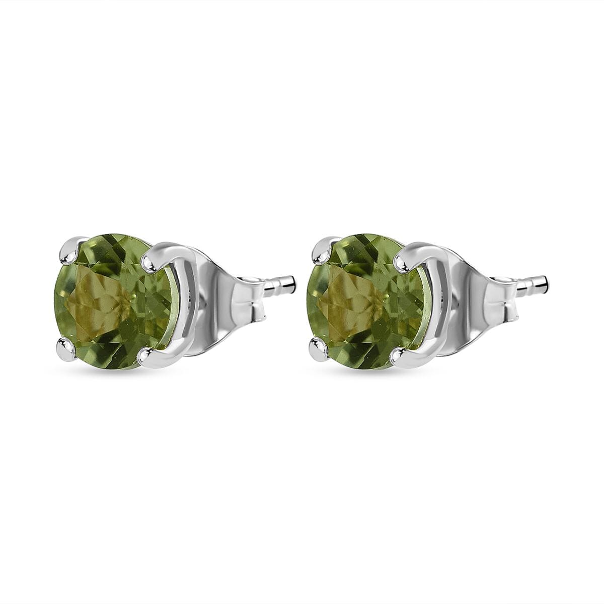 Peridot Solitaire Stud Earrings in Sterling Silver 1.60 Ct. 7827976 3