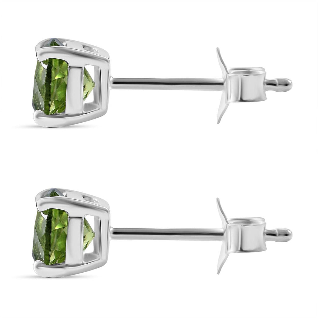 Peridot Push Back Earring  in Overlay Sterling Silver 1.60 Ct.