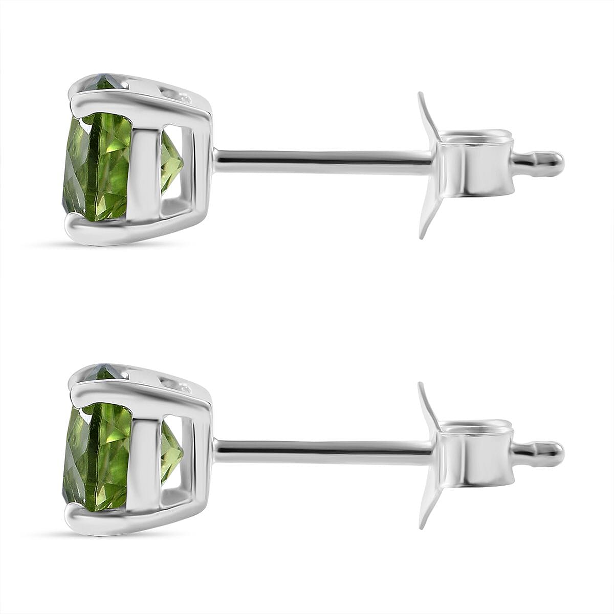 Peridot Solitaire Stud Earrings in Sterling Silver 1.60 Ct. 7827976 4