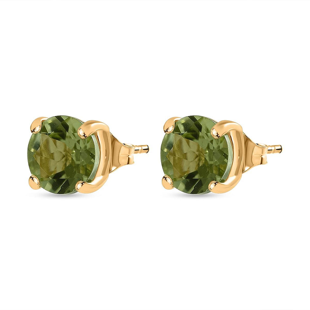 Peridot Push Back Earring in Yellow Gold Overlay Sterling Silver    1.60 Ct.