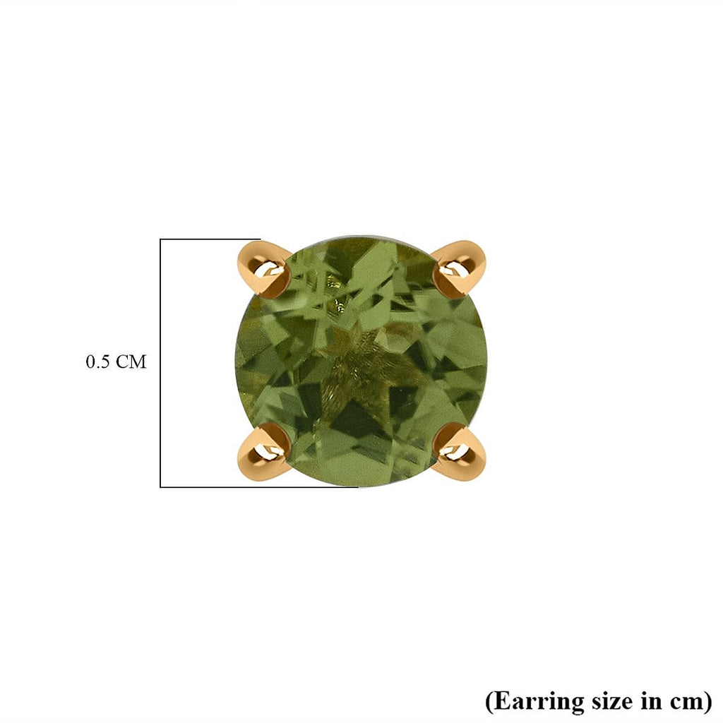 Peridot Push Back Earring in Yellow Gold Overlay Sterling Silver    1.60 Ct.