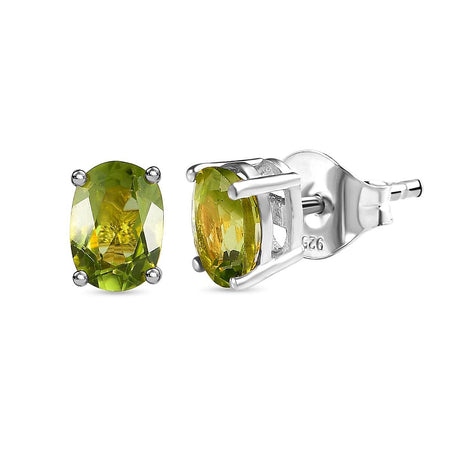 Hebei Peridot Solitaire Stud Earrings with Push Back in Platinum Overlay Sterling Silver 1.50 Ct. 3815715 1
