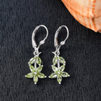 Peridot Earring with Lever Back in Rhodium OverlaySterling Silver 2.20 Ct.