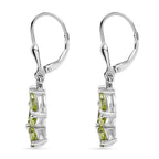 Peridot Earring with Lever Back in Rhodium OverlaySterling Silver 2.20 Ct.