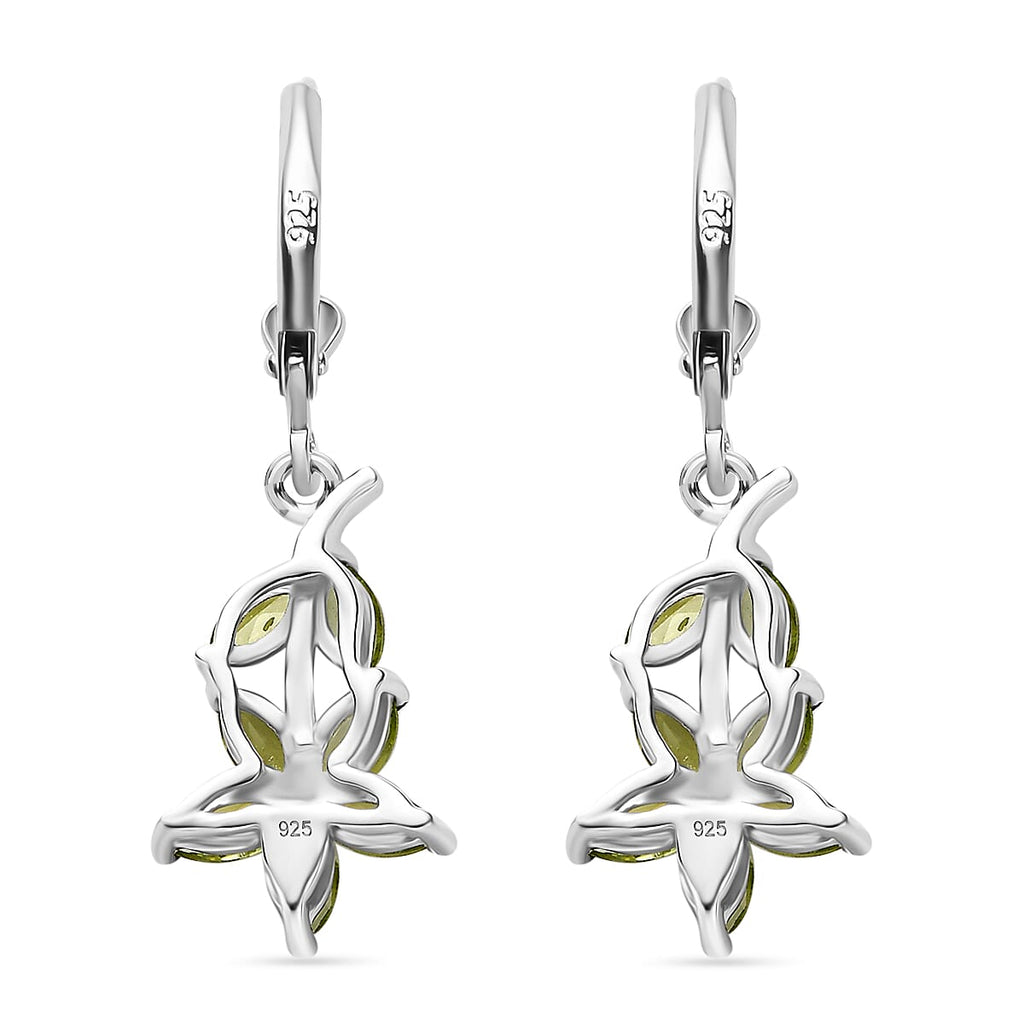 Peridot Earring with Lever Back in Rhodium OverlaySterling Silver 2.20 Ct.