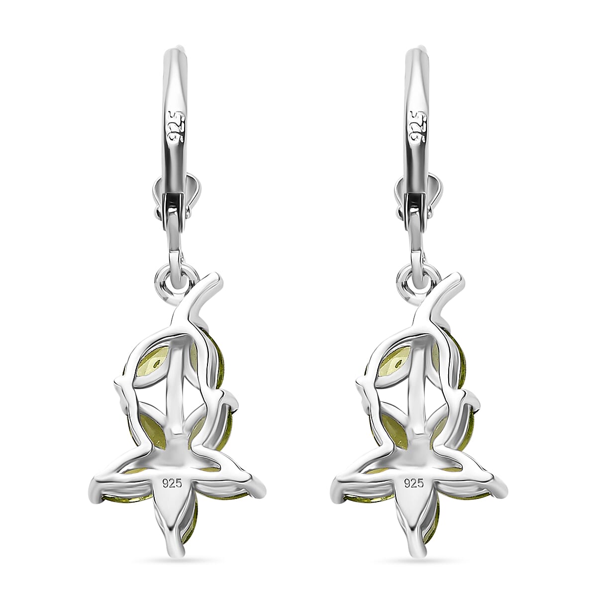 Peridot Floral Earring with Lever Back in Rhodium Overlay Sterling Silver 2.20 Ct. 8085443 5