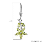 Peridot Earring with Lever Back in Rhodium OverlaySterling Silver 2.20 Ct.