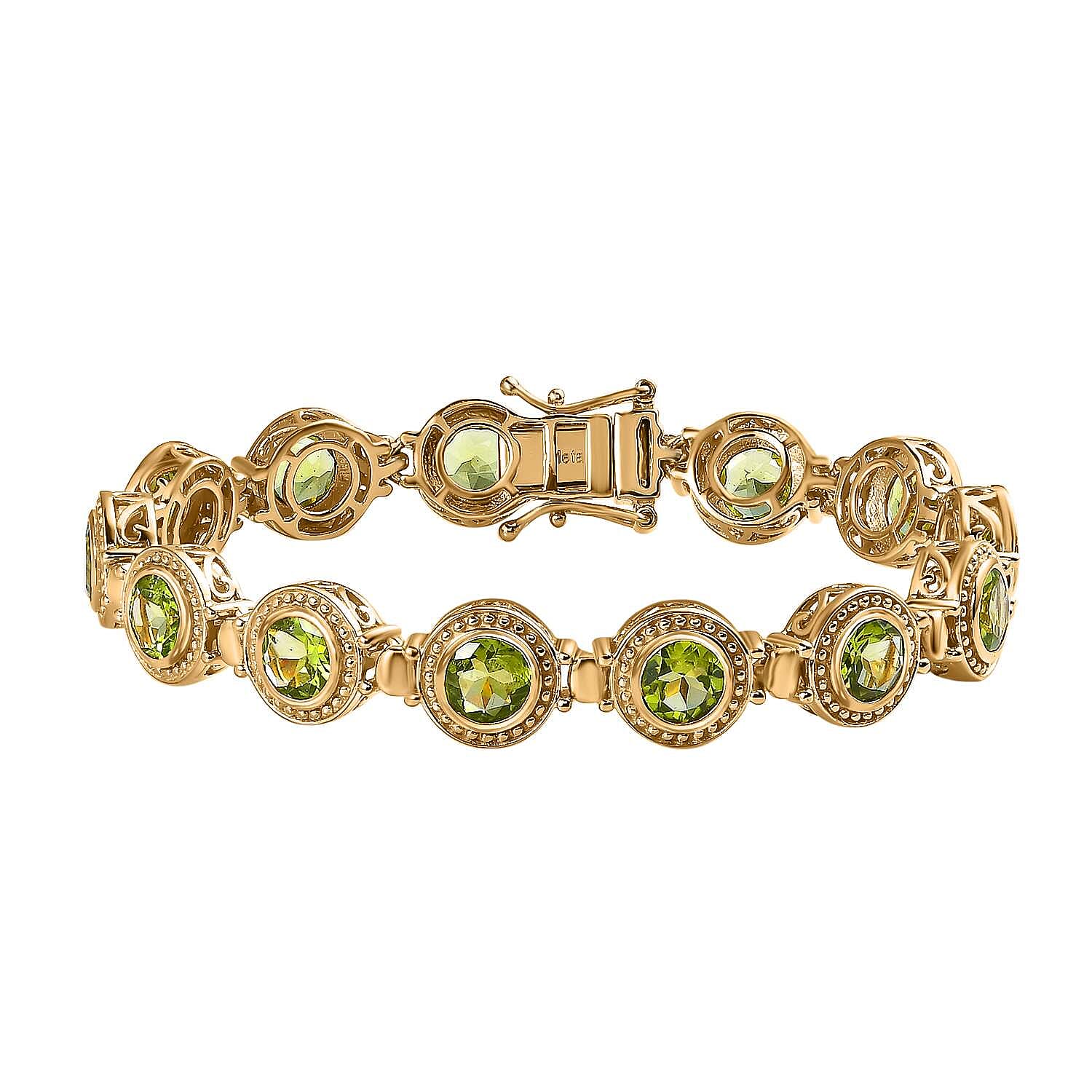 Hebei Peridot Fancy Bracelet (Size - 7) in Sterling Silver with 18K Vermeil Yellow Gold 13.02 ct 7583684 0