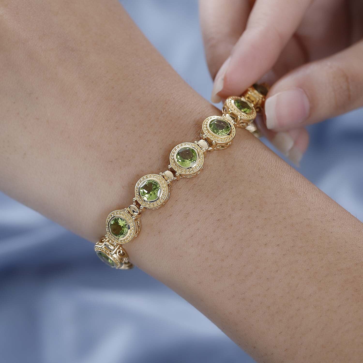 Hebei Peridot Fancy Bracelet (Size - 7) in Sterling Silver with 18K Vermeil Yellow Gold 13.02 ct 7583684 3