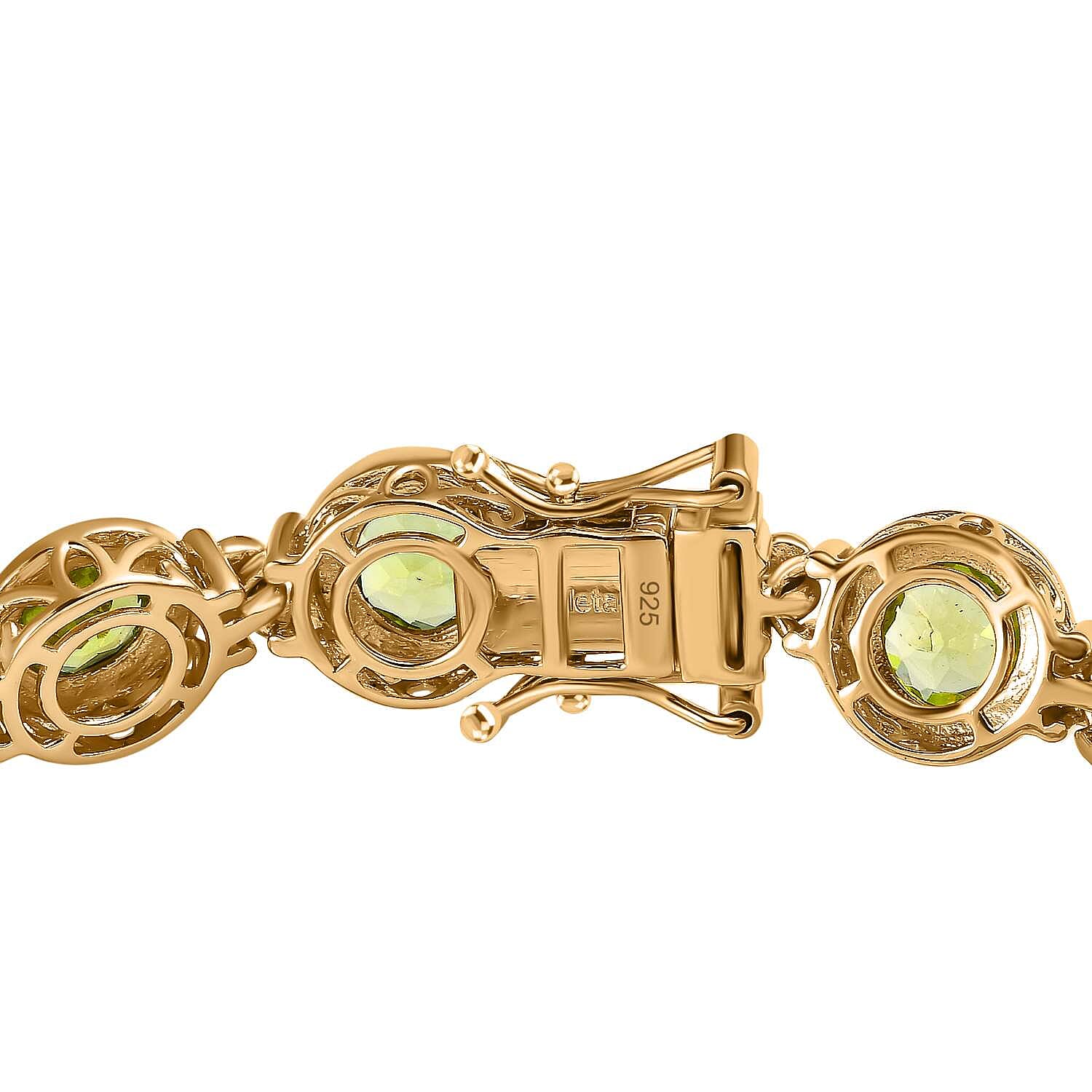 Hebei Peridot Fancy Bracelet (Size - 7) in Sterling Silver with 18K Vermeil Yellow Gold 13.02 ct 7583684 4