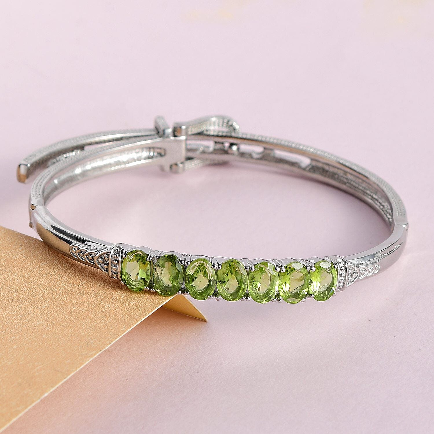 Peridot Adjustable Buckle Bangle (Size - 6.5-8 ) 7308519 1