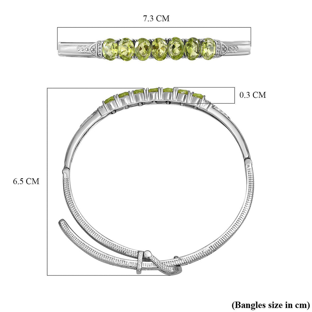 Peridot Adjustable Buckle Bangle (Size - 6.5-8 )
