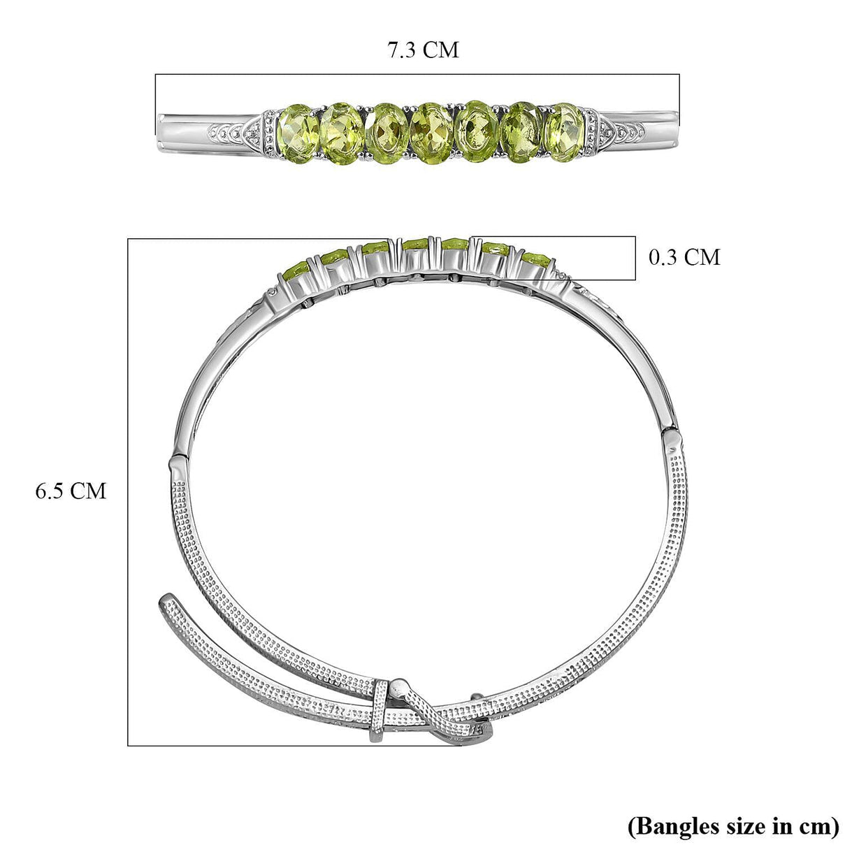 Peridot Adjustable Buckle Bangle (Size - 6.5-8 ) 7308519 5