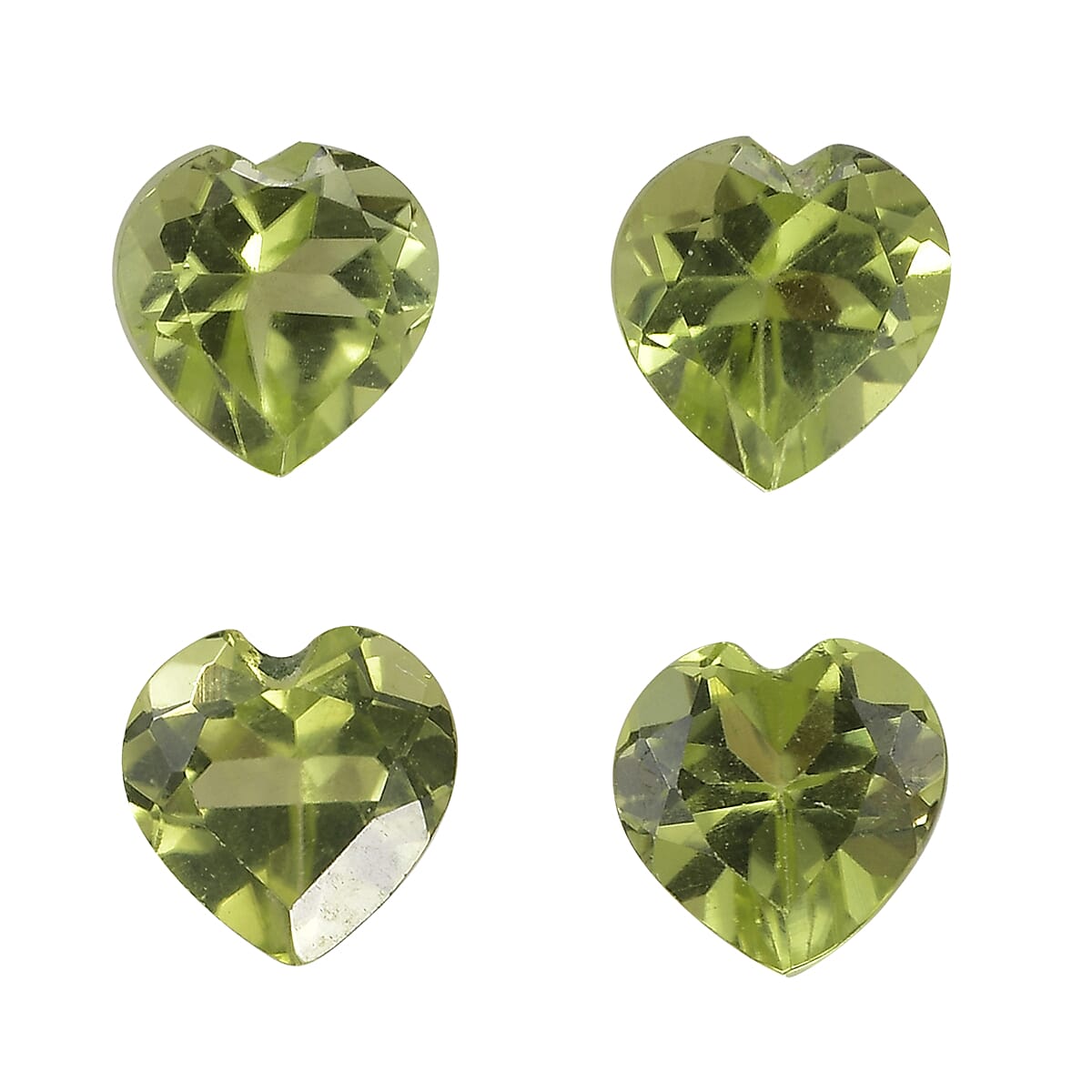 Set of 4 Peridot Loose Gemstones in Heart Shape (4.0mm) 7763295 0