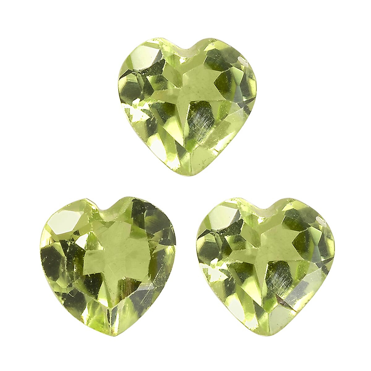 Set of 3 Peridot Loose Gemstones in Heart Shape 1.25 Ct. (5 mm) 8070551 0
