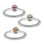 Peridot, Madeira Citrine & African Ruby Stackable Ring in Yellow Gold Plated & Platinum Overlay Sterling Silver, Silver Wt. 5.86 Gms.
