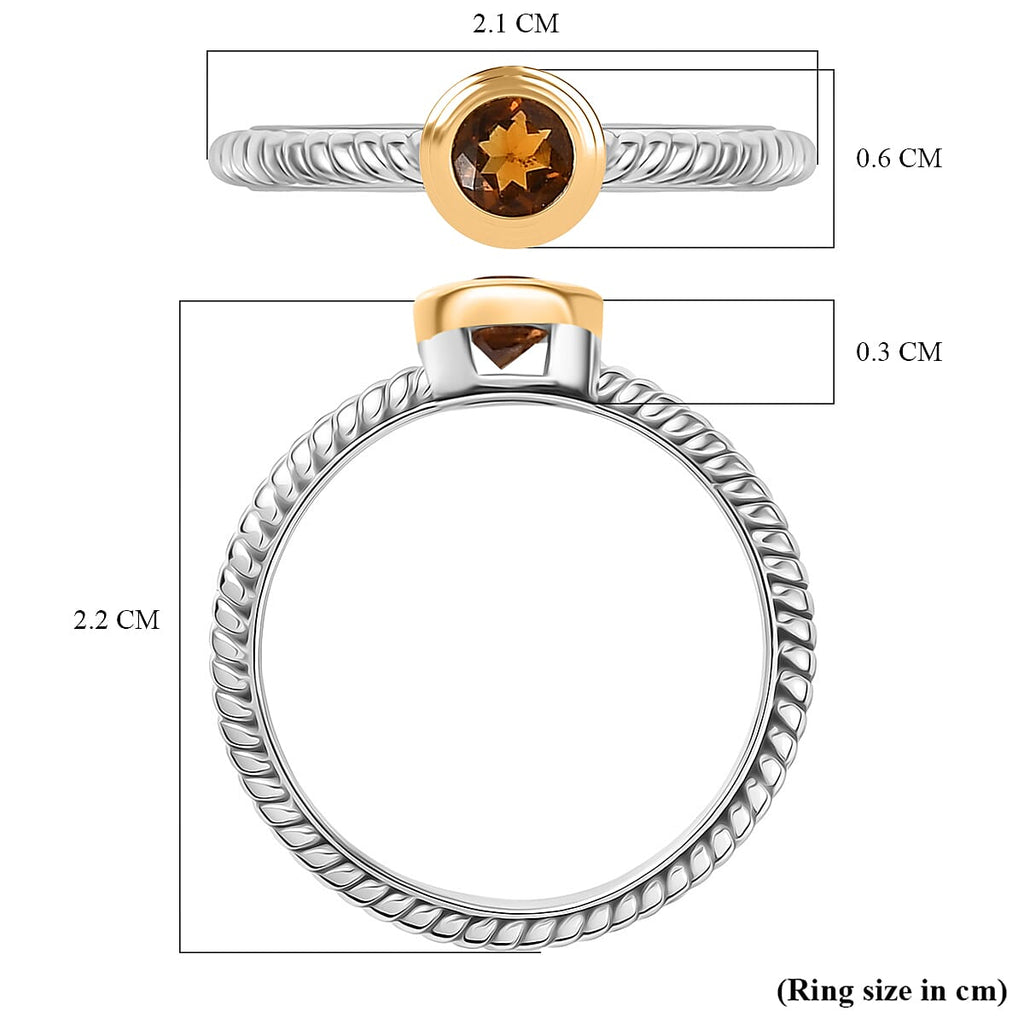 Peridot, Madeira Citrine & African Ruby Stackable Ring in Yellow Gold Plated & Platinum Overlay Sterling Silver, Silver Wt. 5.86 Gms.
