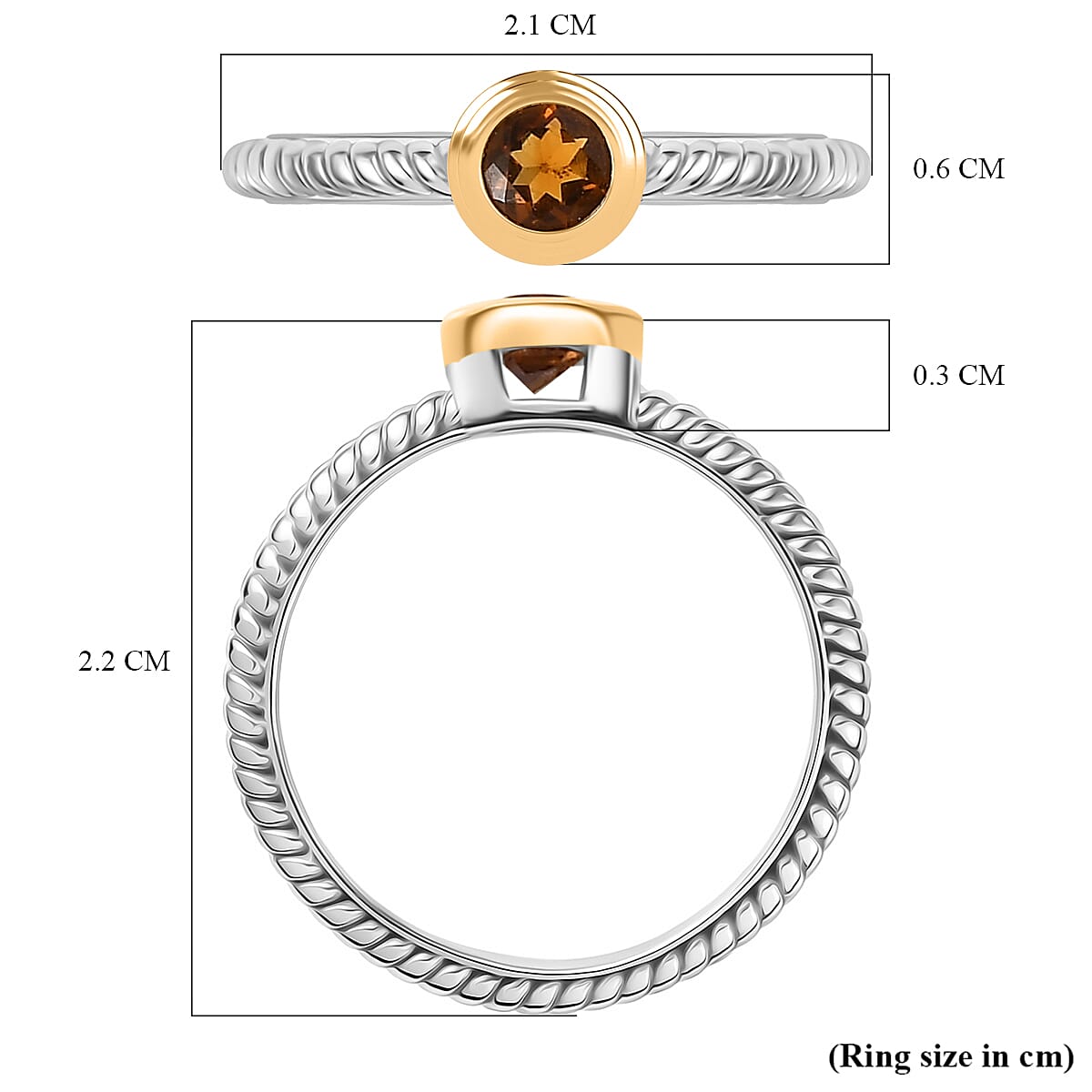 Peridot, Madeira Citrine &amp; African Ruby Stackable Ring in Yellow Gold Plated &amp; Platinum Overlay Sterling Silver, Silver Wt. 5.86 Gms. 8244127 5