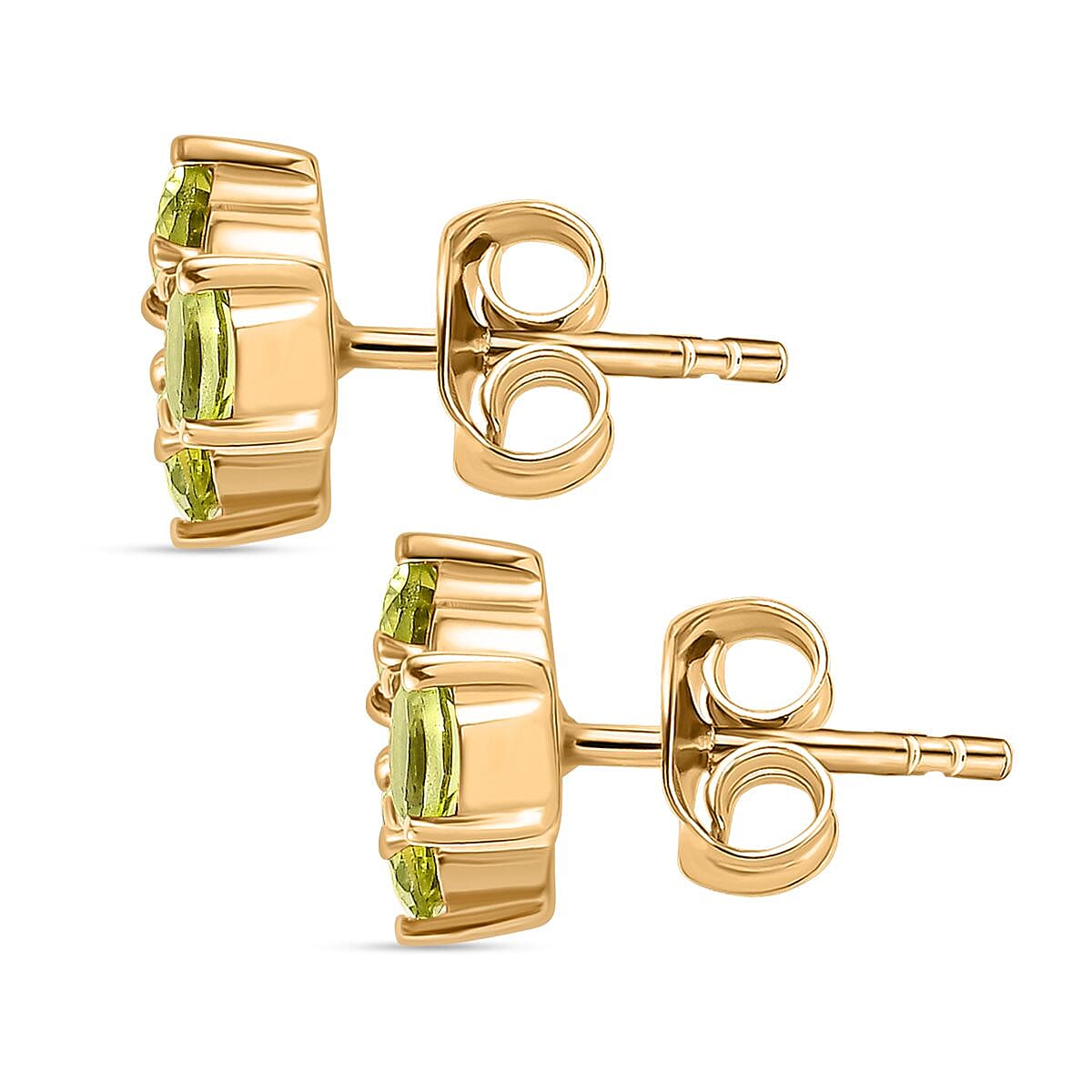 Peridot, Moissanite Cluster Earrings in 18K Yellow Gold Vermeil Plated Sterling Silver 1.23 ct. 7847537 5
