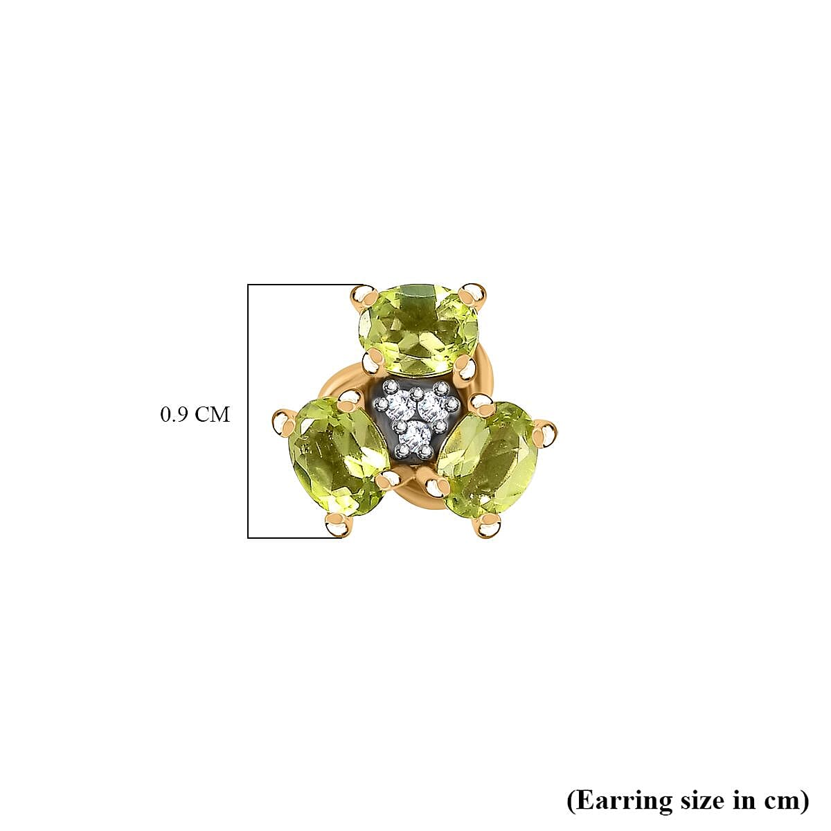 Peridot, Moissanite Cluster Earrings in 18K Yellow Gold Vermeil Plated Sterling Silver 1.23 ct. 7847537 6