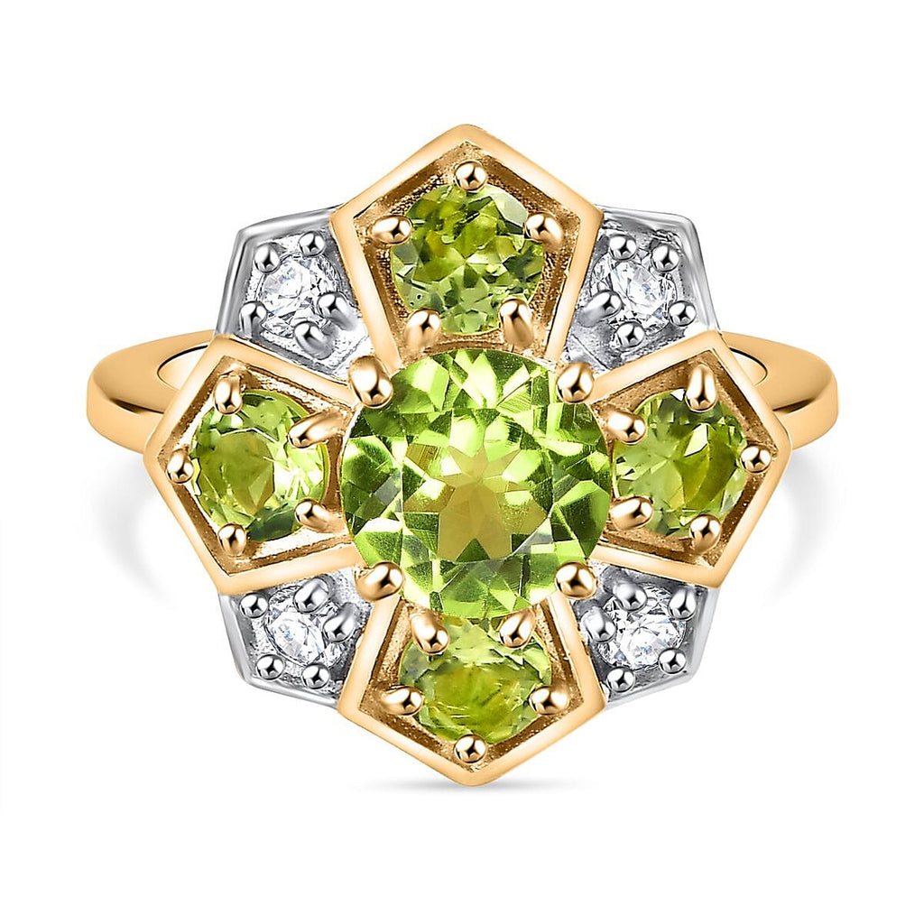 Peridot ,  Moissanite  Cluster Ring  Sterling Silver 2.95 ct,  Silver Wt. 6 Gms  2.714  Ct.