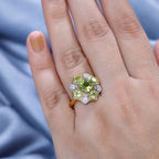 Peridot ,  Moissanite  Cluster Ring  Sterling Silver 2.95 ct,  Silver Wt. 6 Gms  2.714  Ct.